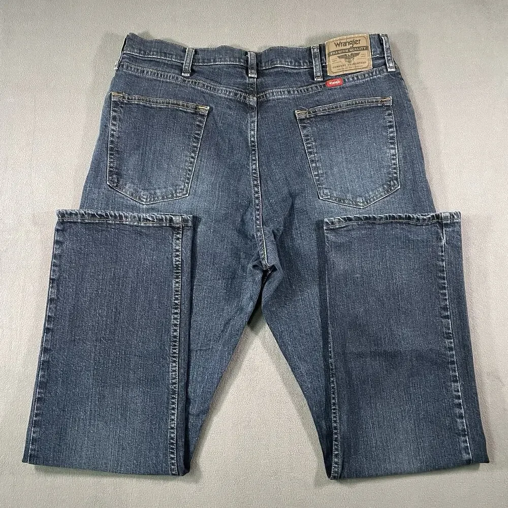 Wrangler Five Star Relaxed Fit Jeans Mens 36x30 Blue Straight 97FXWXD